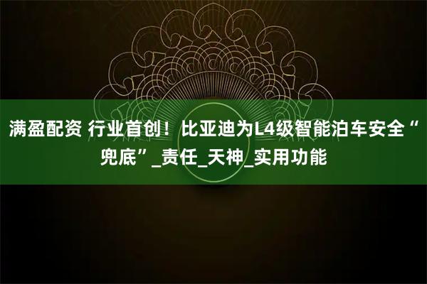 满盈配资 行业首创！比亚迪为L4级智能泊车安全“兜底”_责任_天神_实用功能