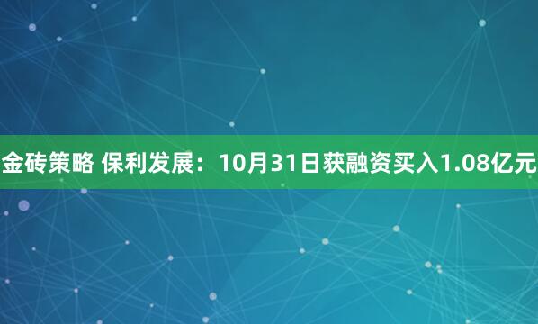 金砖策略 保利发展：10月31日获融资买入1.08亿元